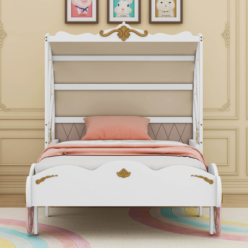 Cosmic Princess Carriage Bed with Canopy and 3D Carving Pattern Wayfair